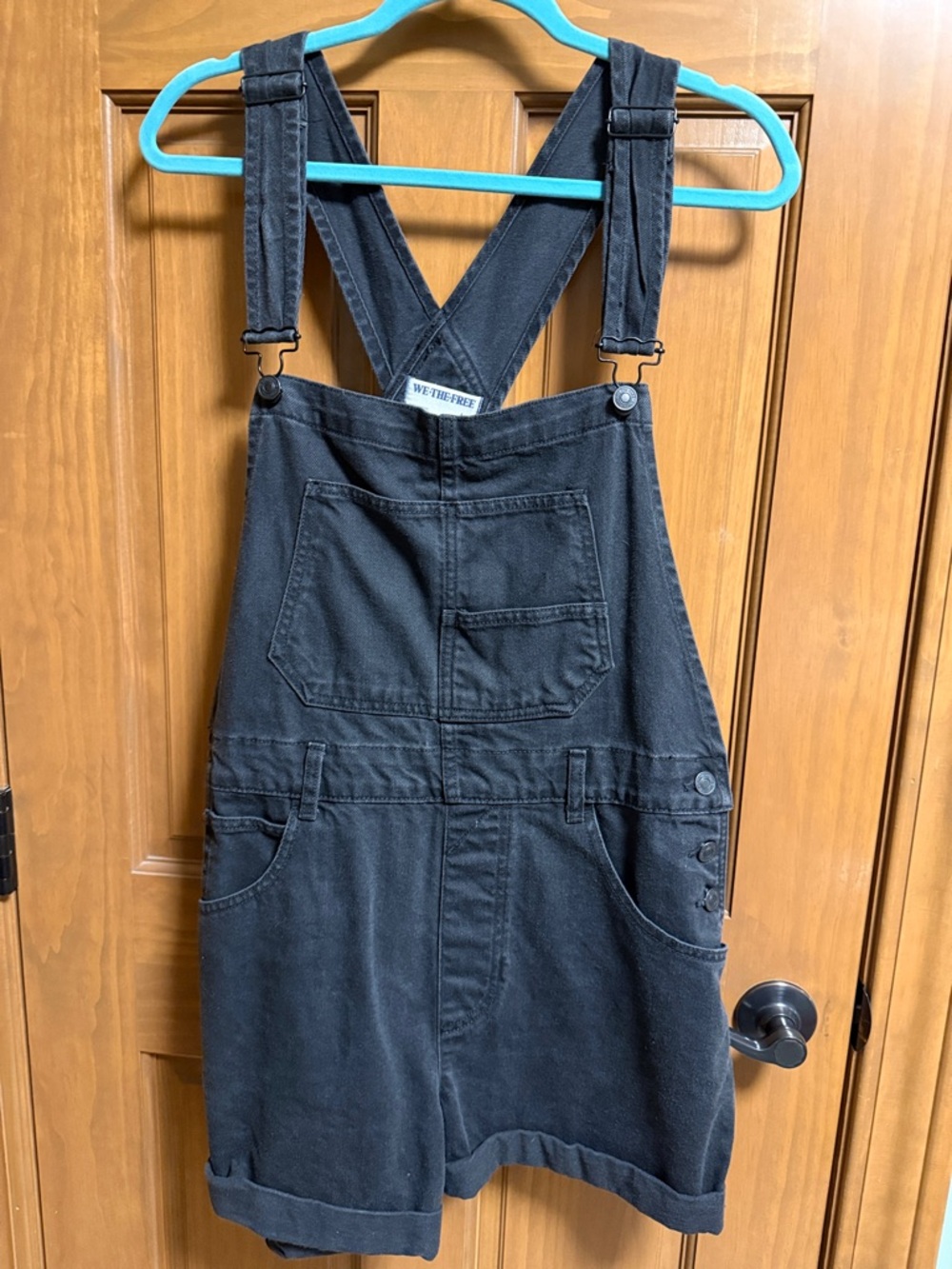 We The Free Ziggy Shortalls Black Denim Free People Short Overalls - Picture 5 of 15